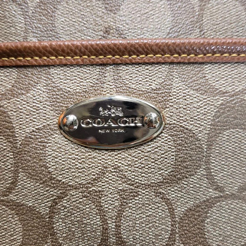 Coach Ellie File Bag Brown Monogram Crossbody Purse Canvas Leather Large
